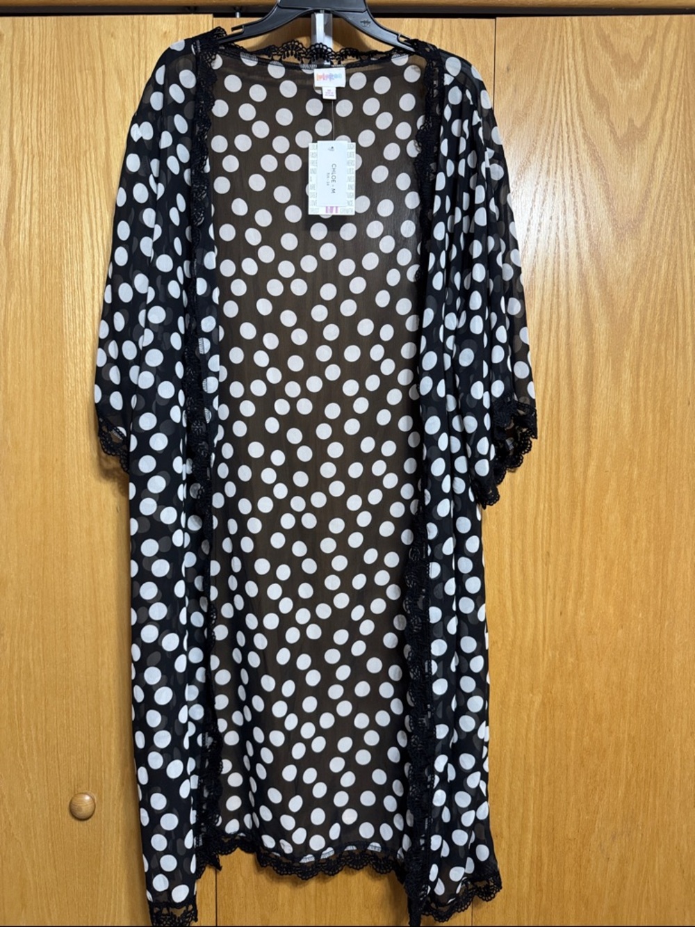 LuLaRoe Black with White Polka Dots Chloe Kimono